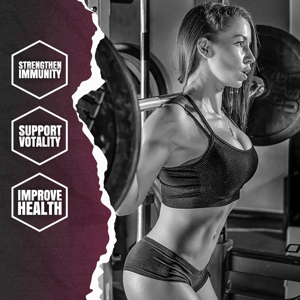 Female athlete Nika lifting weights – Strengthen immunity, support vitality, improve health with AMP'D Collagen by Muscleology
