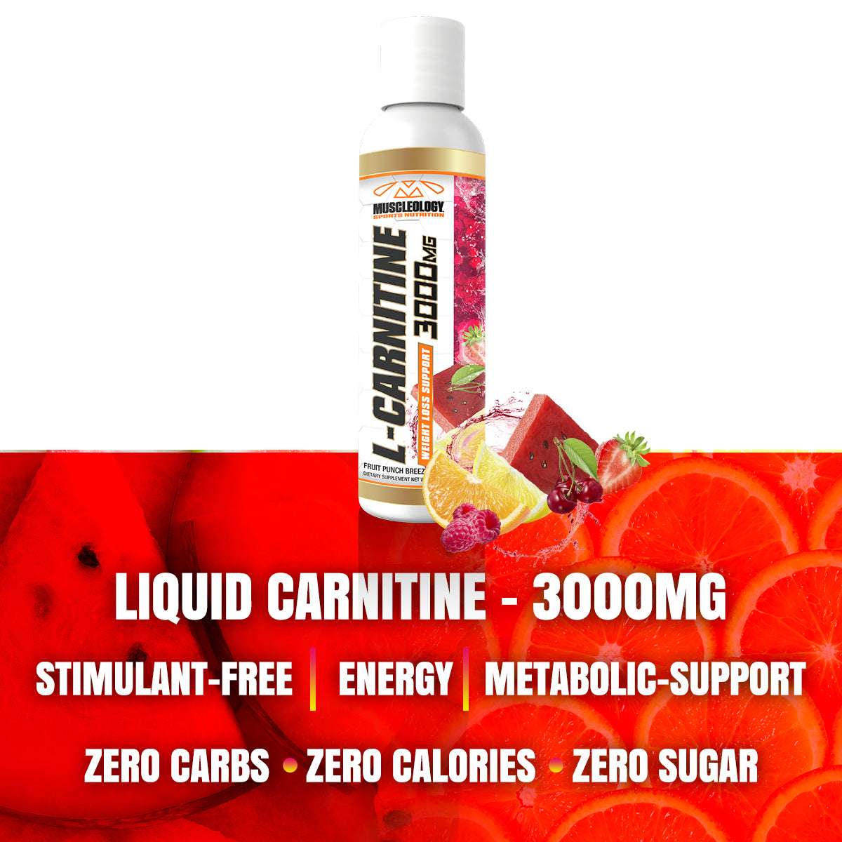 Muscleology L-Carnitine Liquid 3000mg - High Potency Weight Loss Support